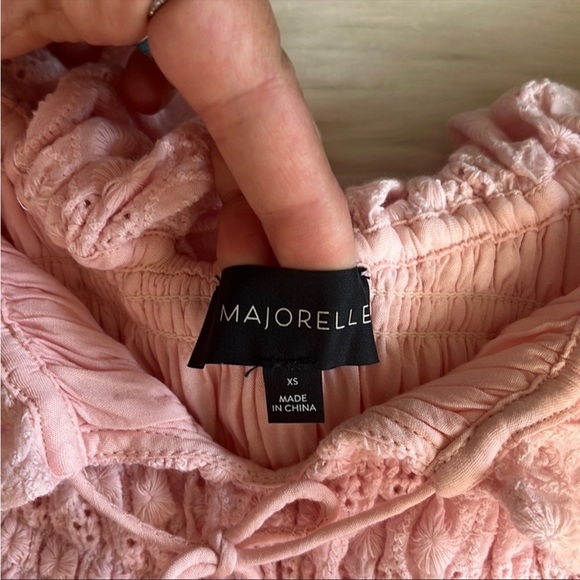 majorelle • eyelet smocked off shoulder mini dress - Picture 8 of 10